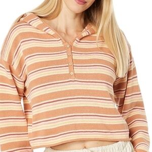 Roxy Side Swipe Striped Cropped Hoodie Medium (6426)